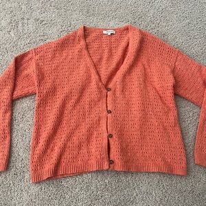 Madewell Orange Textured Knit Cardigan Sweater